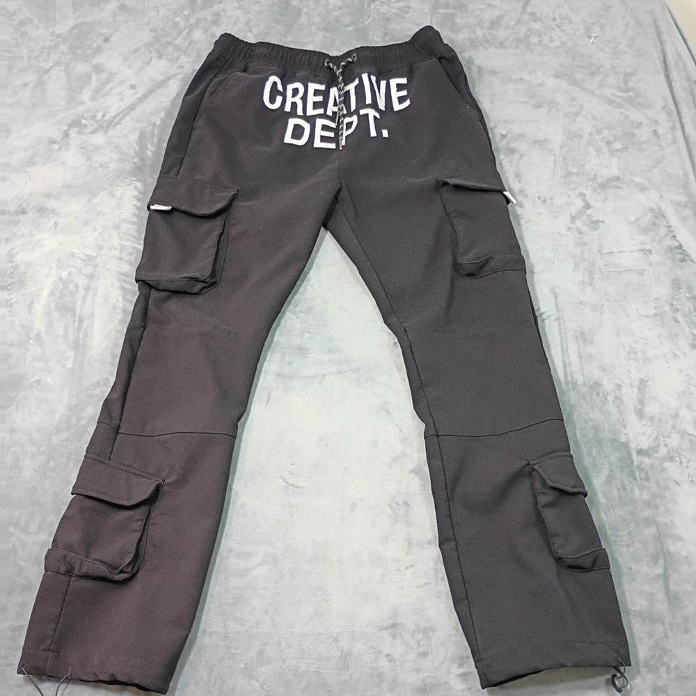RGSTR Creative Dept Mens Black Cargo Pants XL Streetwear Graphic Utility Pants